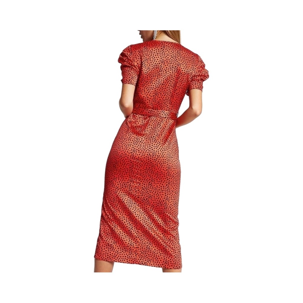 RIVER ISLAND Red Spotted Faux Wrap Midi Dress - Picture 2 of 10